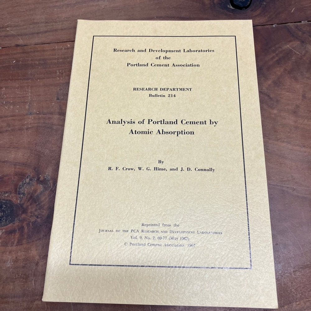 Analysis of Portland Cement Atomic Absorption Crow Hime Connolly 1967 PCA